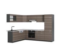 Vicco Cuisine en Angle R-Line, Gris Noble/Anthracite, 287 x 227 cm