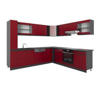 Vicco Cuisine en Angle R-Line, Rouge/Anthracite, 277 x 257 cm