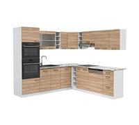 Vicco Cuisine en Angle R-Line, Sonoma/Blanc, 237 x 247 cm sans Plan de Travail