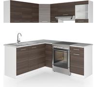 Vicco Cuisine en angle Rick, 187x167cm , PT Marbre, Blanc/gris noble