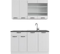 Kitchenette "Fame-Line" 140cm style campagnard blanc simple Vicco
