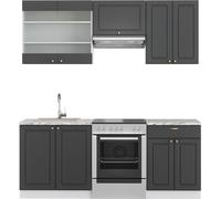 Vicco cuisine Fame-Line, 200 cm sans plan de travail, Anthracite-or/blanc
