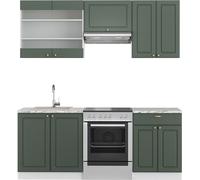 Vicco cuisine Fame-Line, 200 cm sans plan de travail, Vert-Or Landhaus/Blanc
