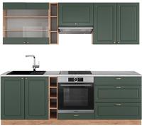 Cuisine Fame-Line, 235 cm , PT Marbre, Chêne vert et or/chêne doré, Vicco