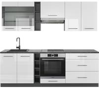 Vicco cuisine Fame-Line, 235 cm sans plan de travail, Blanc brillant/Anthracite