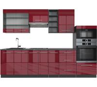 Vicco cuisine Fame-Line, 280 cm sans plan de travail, Bordeaux haute brillance/anthracite