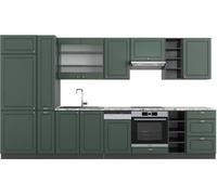 Vicco cuisine Fame-Line, 355 cm , PT Marbre, Vert et or campagne/anthracite/Anthracite