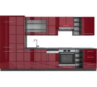 Vicco cuisine Fame-Line, 355 cm sans plan de travail, Bordeaux haute brillance/anthracite