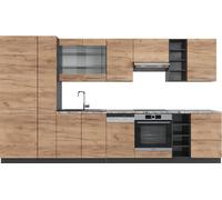 Vicco cuisine Fame-Line, 355 cm sans plan de travail, Chêne doré/anthracite