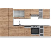 Vicco cuisine Fame-Line, 355 cm sans plan de travail, Chêne doré/blanc/Blanc