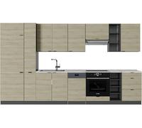 Vicco Cuisine Fame-Line, 355cm sans plan de travail, Chêne lambris/anthracite/Anthracite