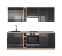 Vicco Cuisine Fame-Line, Anthracite Brillant/Chêne doré, 235cm