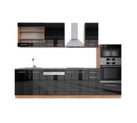 Vicco Cuisine Fame-Line, Anthracite Brillant/Chêne doré, 300cm