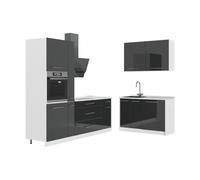 Vicco Cuisine Fame-Line, Anthracite Haute Brillance/Blanc, 220 x 120 cm