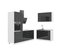 Vicco Cuisine Fame-Line, Anthracite Haute Brillance/Blanc, 220 x 120 cm