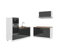 Vicco Cuisine Fame-Line, Anthracite Haute Brillance/Blanc, 340cm