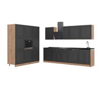 Vicco Cuisine Fame-Line, Anthrazit-Gold Landhaus/Chêne doré, 460cm