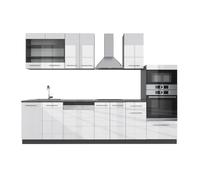 Vicco Cuisine Fame-Line, Blanc Brillant/Anthracite, 300cm