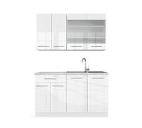 Vicco Cuisine Fame-Line, Blanc Brillant/Blanc, 140cm