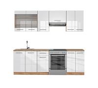 Vicco Cuisine Fame-Line, Blanc Brillant/Chêne doré, 240cm