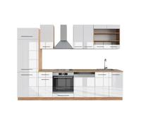 Vicco Cuisine Fame-Line, Blanc Brillant/Chêne doré, 300cm