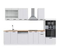 Vicco Cuisine Fame-Line, Blanc campagne/blanc, 300cm avec armoire haute, PT Chêne Blanc campagne/blanc G