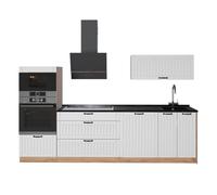 Vicco Cuisine Fame-Line, Blanc Campagne/Chêne de Force doré, 280cm, PT Anthracite, pour Une Extension personnalisée avec des modules compatibles