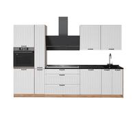 Vicco Cuisine Fame-Line, Blanc Campagne/Chêne de Force doré, 310cm, PT Anthracite, pour Une Extension personnalisée avec des modules compatibles