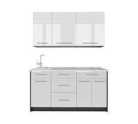 Vicco Cuisine Fame-Line, Blanc Haute Brillance/Anthracite, 150cm