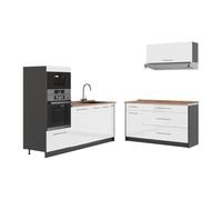 Vicco Cuisine Fame-Line, Blanc Haute Brillance/Anthracite, 340cm