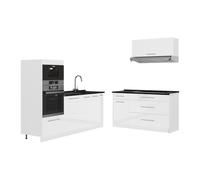 Vicco Cuisine Fame-Line, Blanc Haute Brillance/Blanc, 340cm, PT Anthracite, pour Une Extension personnalisée avec des modules compatibles