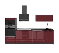 Vicco Cuisine Fame-Line, Bordeaux Haute Brillance/Anthracite, 280cm
