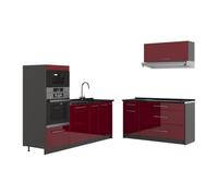 Vicco Cuisine Fame-Line, Bordeaux Haute Brillance/Anthracite, 340cm