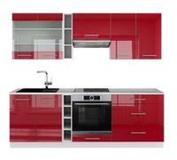 Vicco Cuisine Fame-Line, Bordeaux haute brillance/blanc, 235cm , PT Marbre Bordeaux haute brillance/blanc G