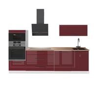 Vicco Cuisine Fame-Line, Bordeaux Haute Brillance/Blanc, 280cm
