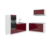 Vicco Cuisine Fame-Line, Bordeaux Haute Brillance/Blanc, 340cm
