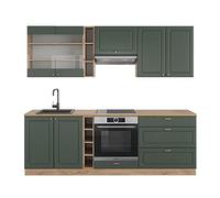 Vicco Cuisine Fame-Line, Chêne Vert et Or/chêne doré, 235cm sans PT, pour Une Extension personnalisée avec des modules compatibles