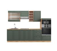 Vicco Cuisine Fame-Line, Chêne Vert et Or/chêne doré, 280 cm sans Plan de Travail