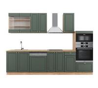 Vicco Cuisine Fame-Line, Chêne Vert et Or/chêne doré, 300 cm avec Armoire Haute, sans Plan de Travail