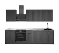 Vicco Cuisine Fame-Line, Gris foncé/Blanc, 280cm