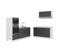 Vicco Cuisine Fame-Line, Gris foncé/Blanc, 340cm