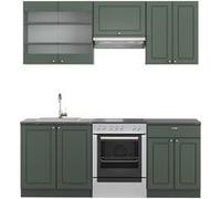 Cuisine Fame-Line, 200 cm sans plan de travail, Vert et or campagne/anthracite, Vicco