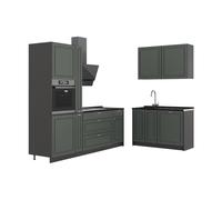 Vicco Cuisine Fame-Line, Vert Or Campagne/Anthracite, 220 x 120 cm, PT Anthracite, pour Une Extension personnalisée avec des modules compatibles