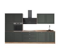 Vicco Cuisine Fame-Line, Vert Or Campagne/Chêne de Force doré, 340cm, PT Chêne, pour Une Extension personnalisée avec des modules compatibles