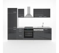 Vicco Cuisine Optima, Anthracite Brillant/Blanc, 270cm sans PT, adapté à Une Disposition et Une Extension personnalisées