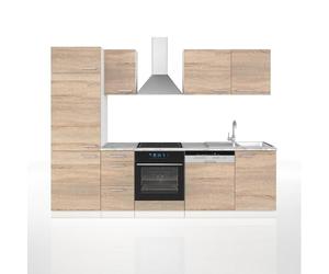 Vicco Cuisine Optima, Sonoma/Blanc, 270cm sans PT, adapté à Une Disposition et Une Extension personnalisées