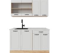 Vicco Cuisine R-Line, 140cm , PT Marbre, Blanc campagnard/Chêne doré