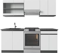Vicco cuisine R-Line, 200 cm , PT Anthracite, blanc/anthracite
