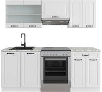 Vicco cuisine R-Line, 200 cm , PT Marbre, Blanc campagne/blanc