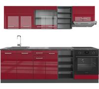 Vicco Cuisine R-Line, Bordeaux haute brillance/anthracite, 240cm sans PT Bordeaux haute brillance/anthracite